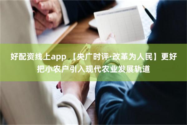 好配资线上app 【央广时评·改革为人民】更好把小农户引入现代农业发展轨道